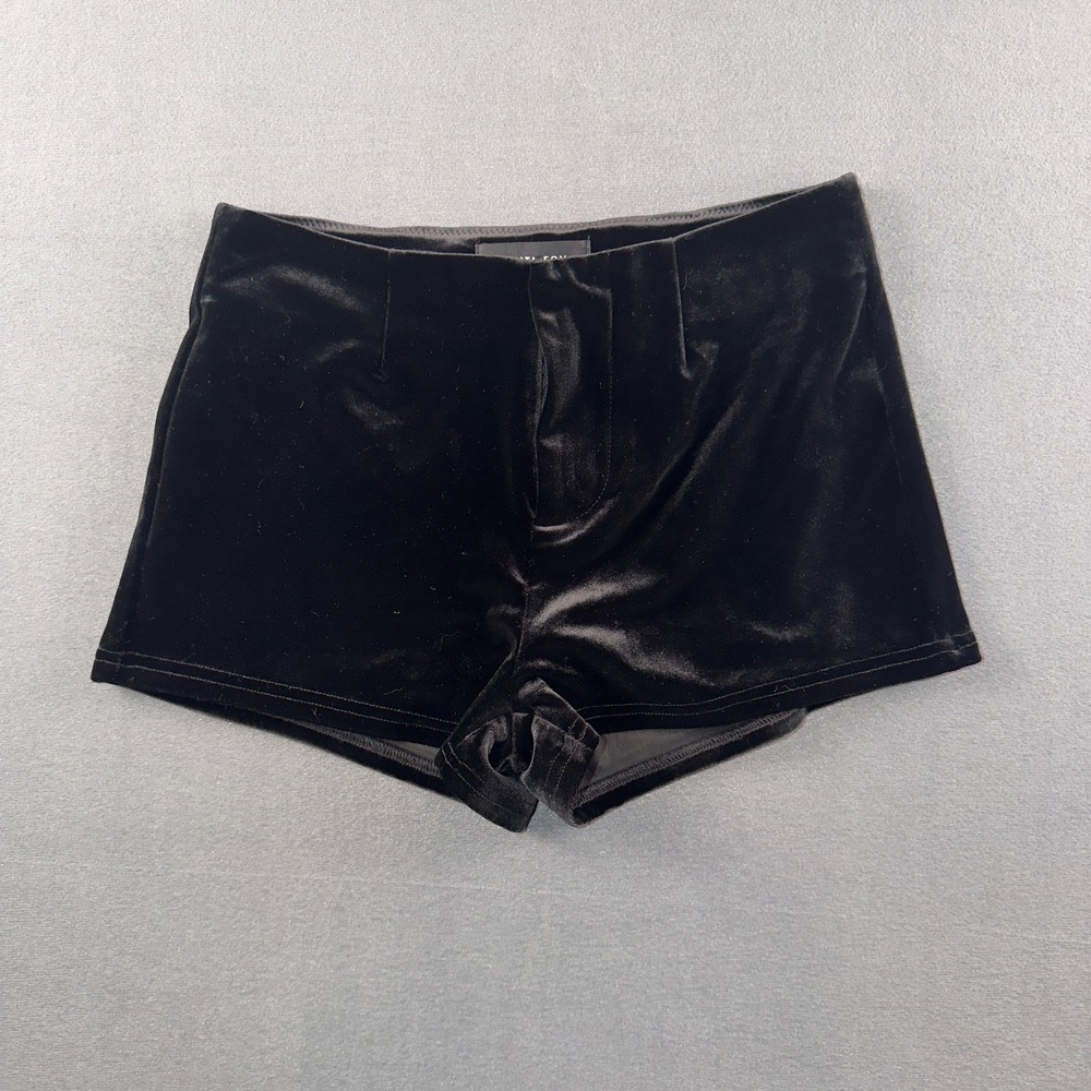 White Fox Boutique Black Velvet Mini Shorts High Waisted Festival Size S